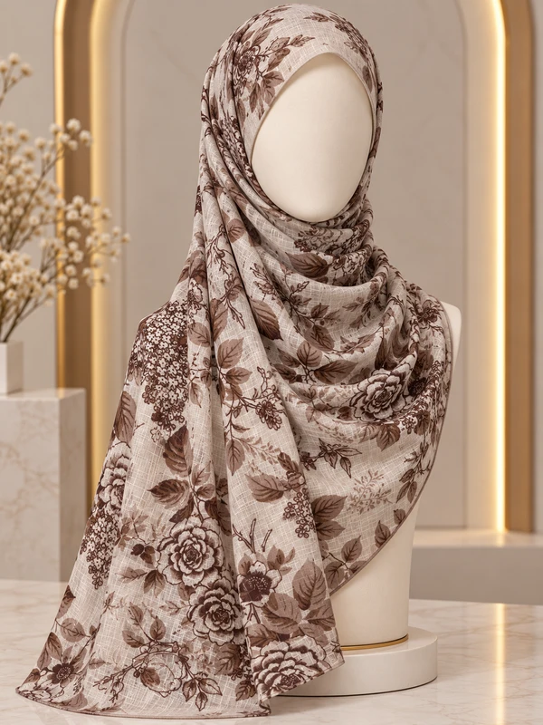 Mocha Beige - Premium Printed Lawan Hijab